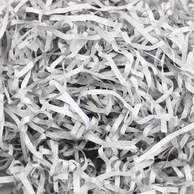 LJY Glitter Raffia Paper Shreds, 100g Crinkle Cut Filler for Gift Wrapping, Basket Filling, Wedding Decorations, Party Supplies, and DIY Crafts Shredded Confetti Strands (Glitter Silver) - Image 3